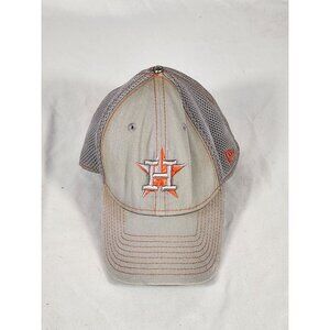 Vintage Houston Astros New Era Grey & Houston  Polyester Grid Baseball Cap M/L